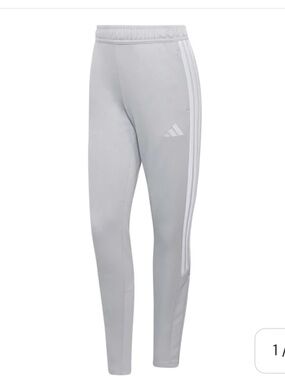 adidas Light Gray Tiro Joggers with White Side Stripes, XL